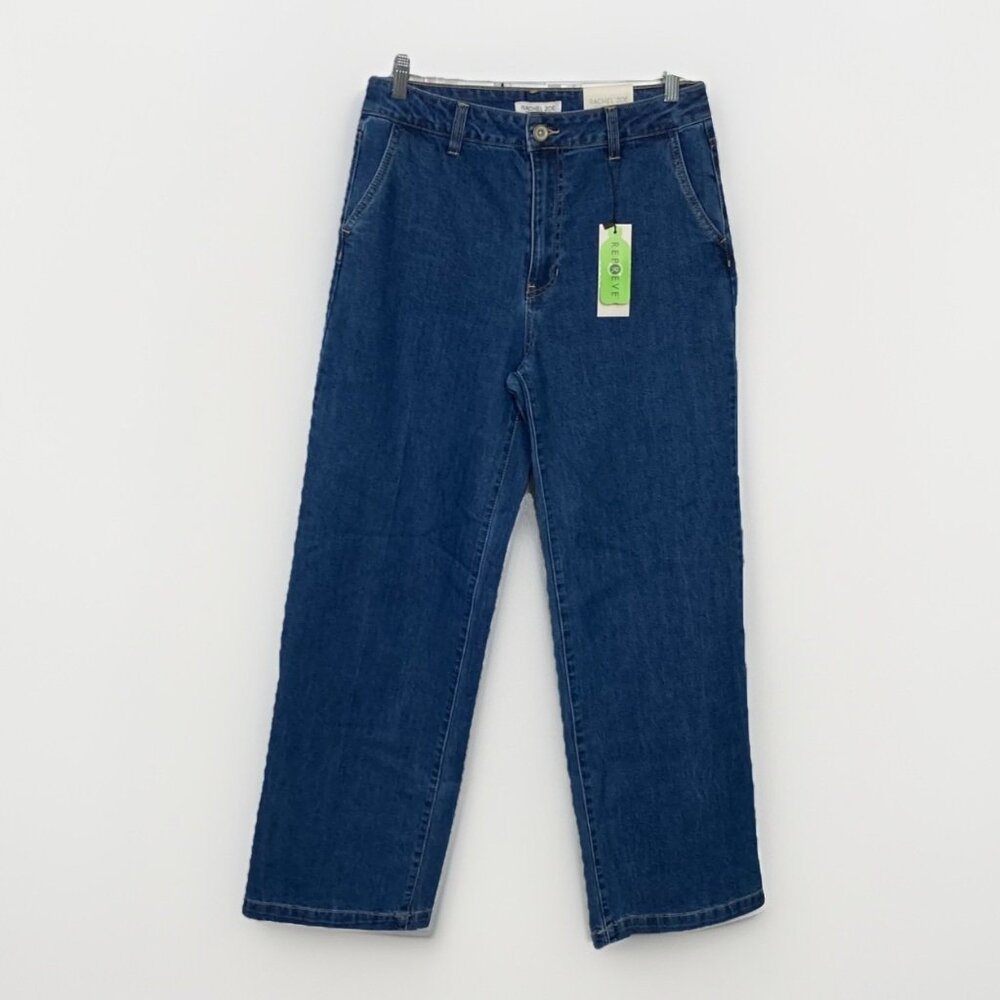 NWT Rachel Zoe Jeans Size 8 High Rise Wide Leg Stretch Denim Dark Wash Pockets
